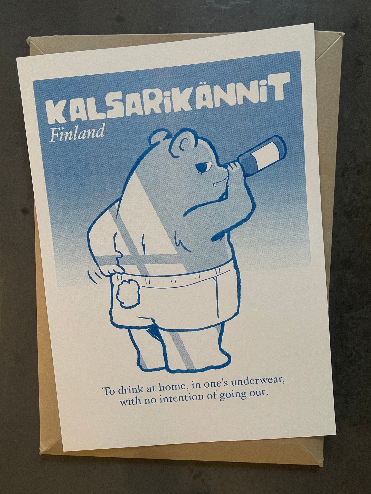 Kalsarikännit (Blue) — Riso Print (1/1 Rare Edition)