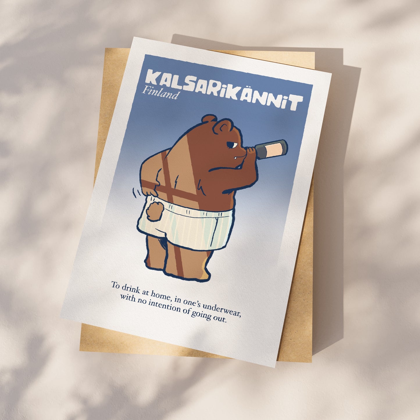 A4 paper print of the Finnish Bear poster under the sun