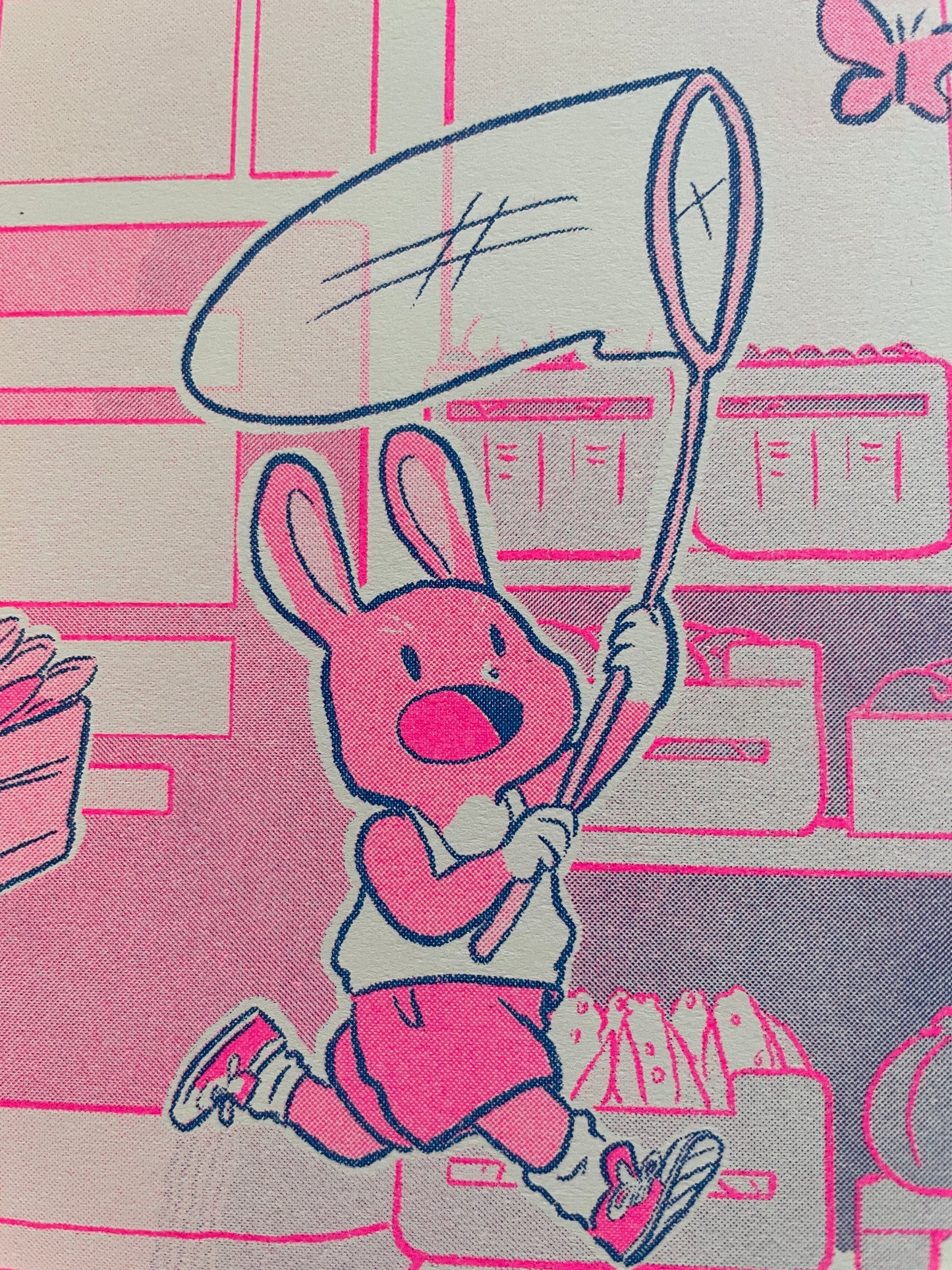 Green Market Bunnies — Riso Print (Limited Edition)