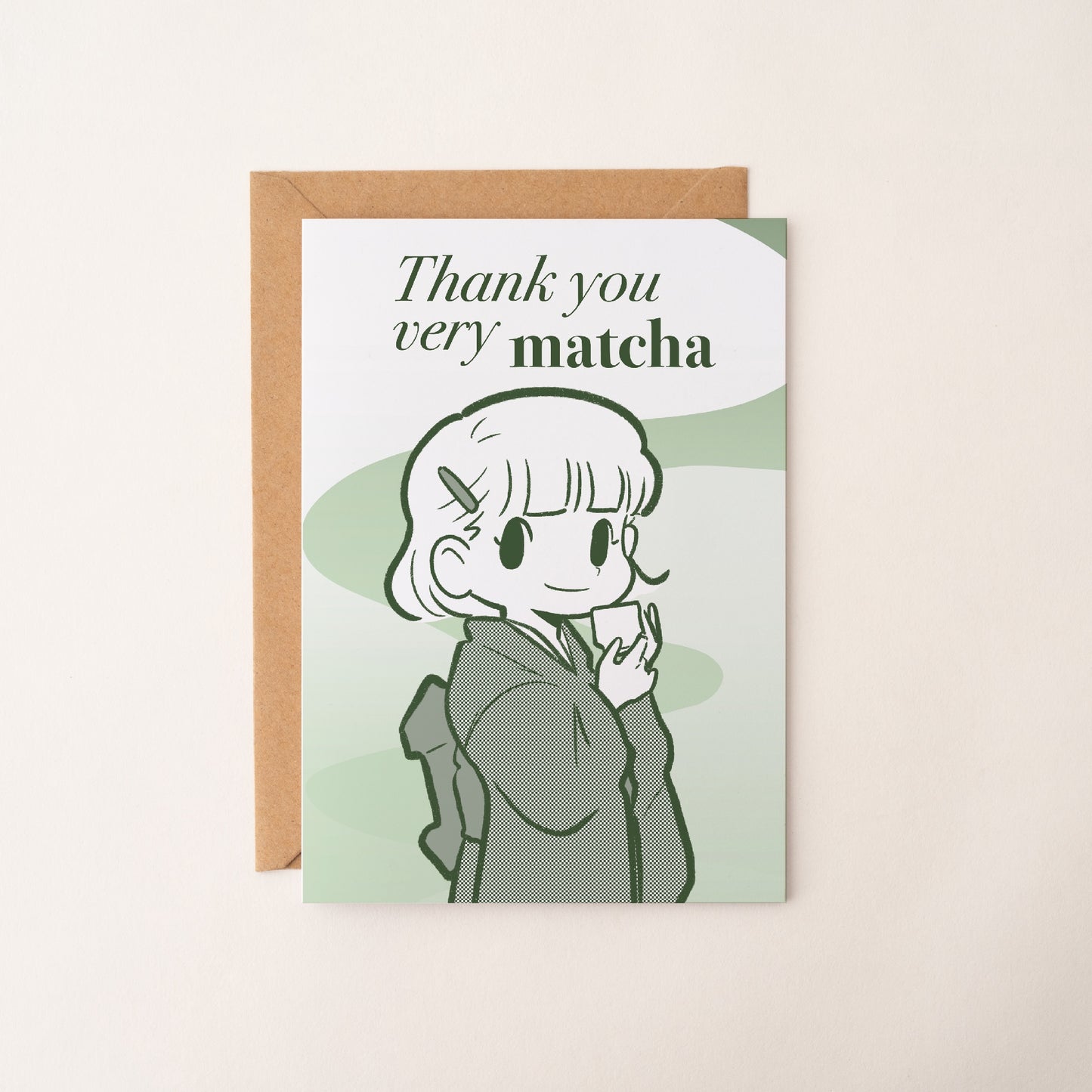 Thank You - Thank you very matcha card on a kraft envelope
