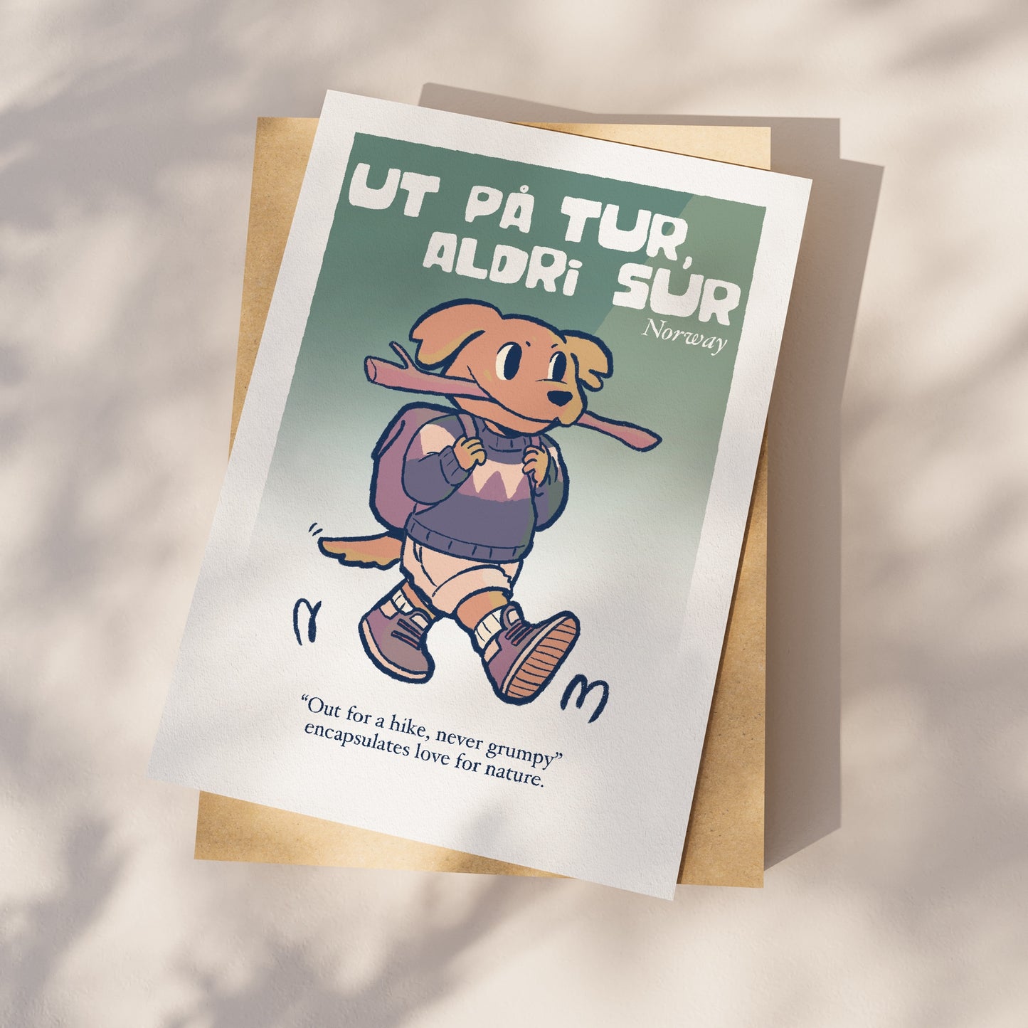 A4 paper print of the Norwegian Dog poster under the sun