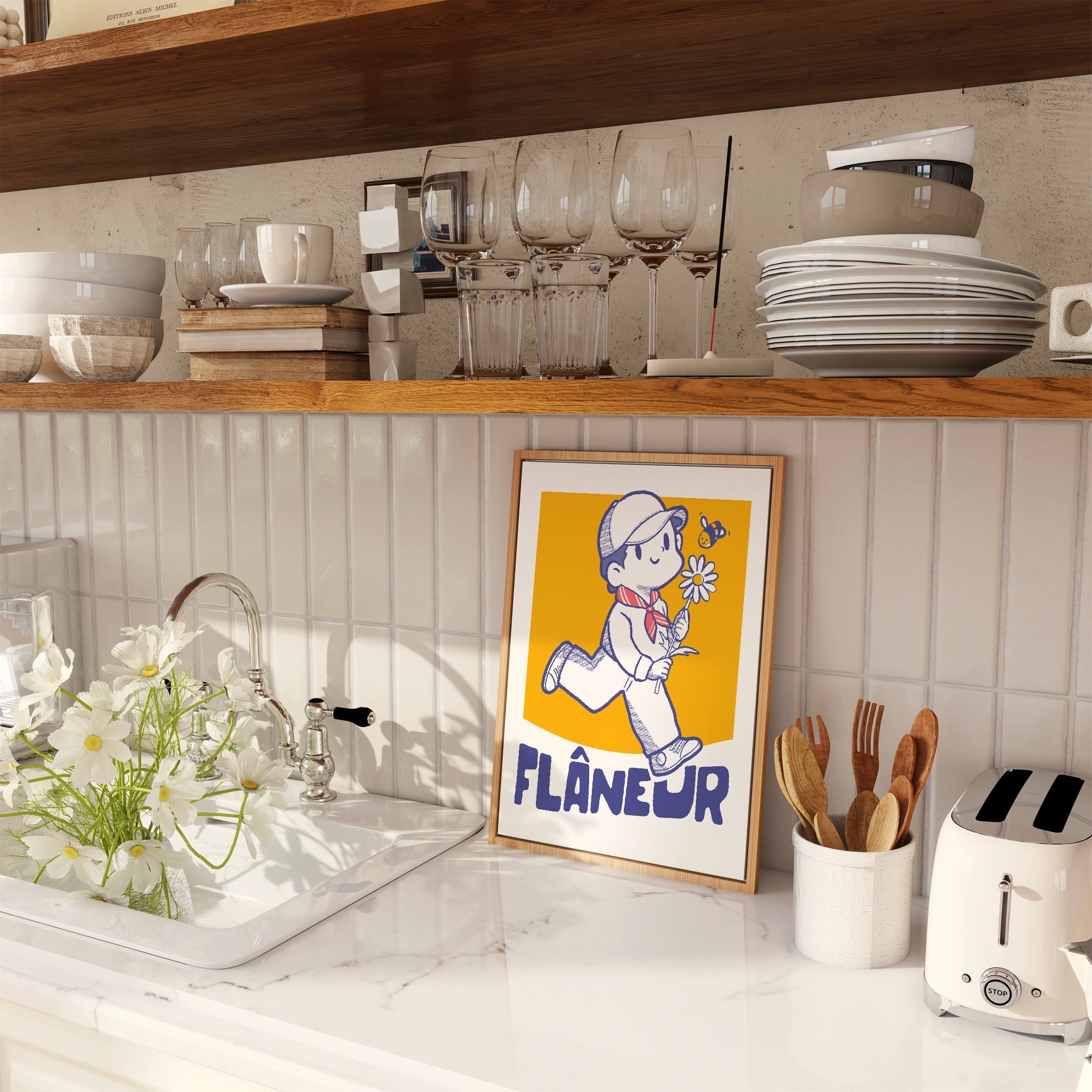 Flaneur print in the kitchen