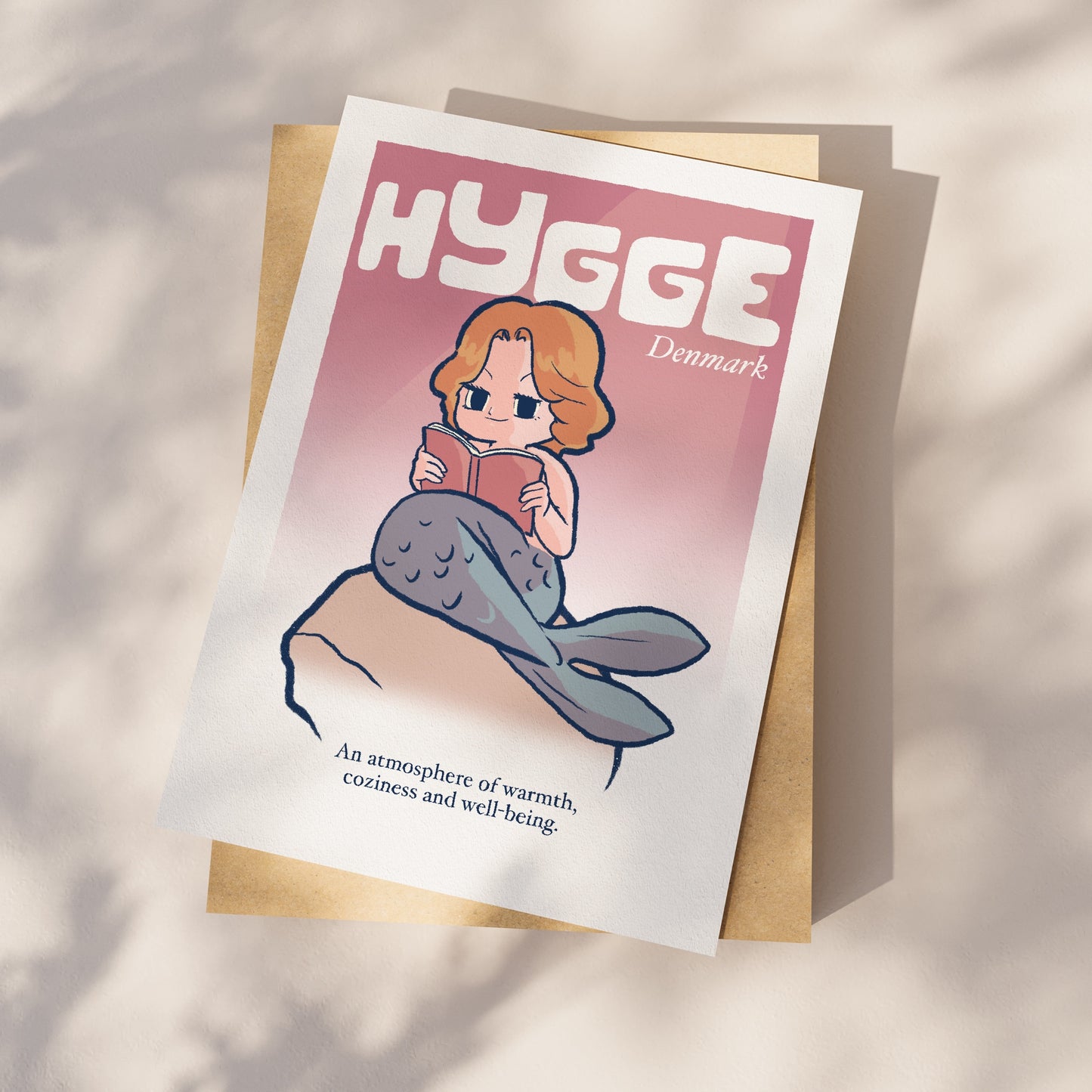 A4 paper print of the Hygge Mermaid poster under the sun