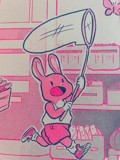 Green Market Bunnies — Riso Print (Limited Edition)