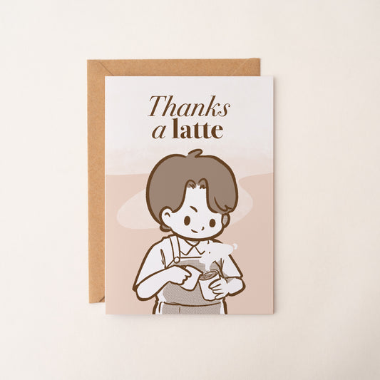 Thank You - Thanks A Latte card on a kraft envelope