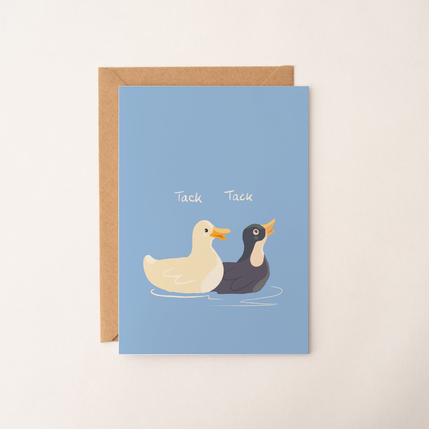 Thank You Swedish Ducks card on a kraft envelope